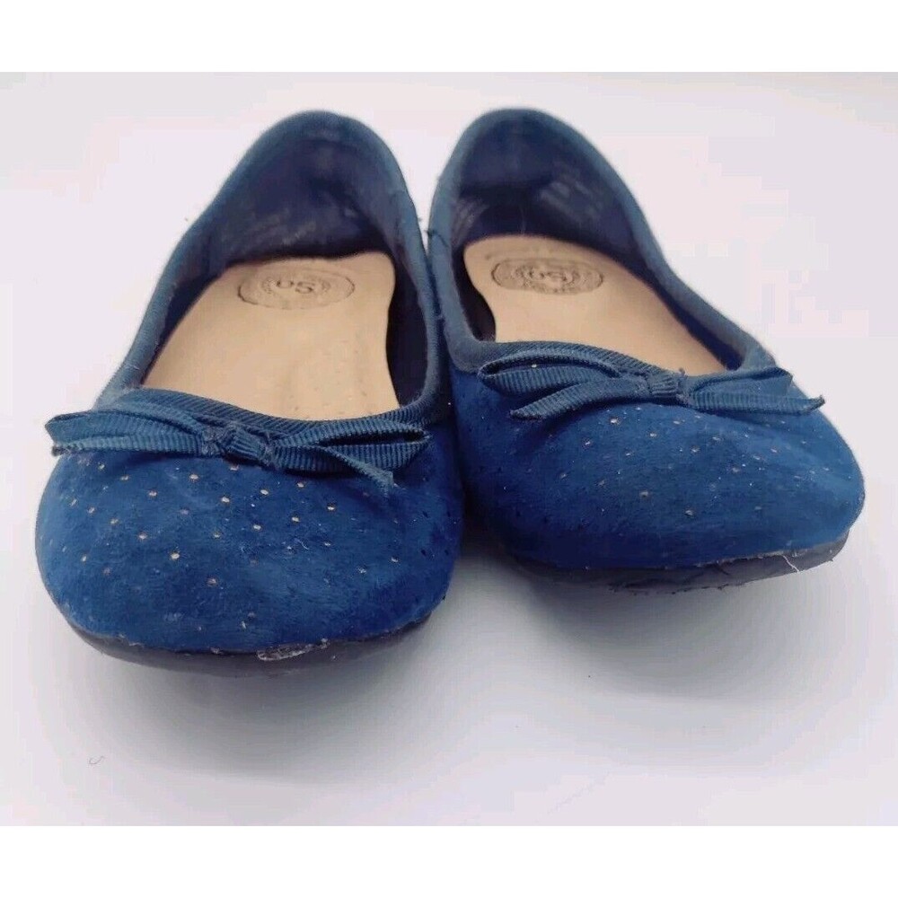So By Kohls Shoes Girls Size 13 Med Memory Foam Navy Blue Flats Slip On With Bow - Picture 7 of 10
